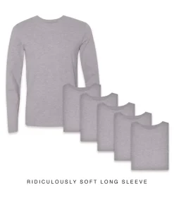 Shirts>Nayked Apparel Men'S 6Pk Ridiculously Soft Long Sleeve 100% Cotton T-Shirt