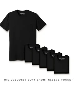 T-Shirt Packs>Nayked Apparel Men'S 6Pk Ridiculously Soft 100% Cotton Pocket T-Shirt
