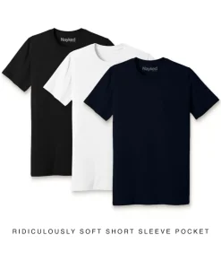 T-Shirts>Nayked Apparel Men'S 3Pk Ridiculously Soft 100% Cotton Pocket T-Shirt Favorites