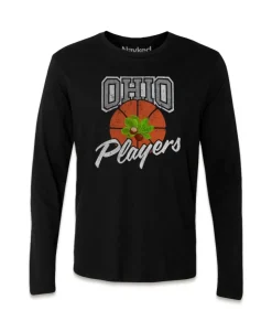 T-Shirts>Nayked Apparel Men'S Ridiculously Soft 100% Cotton Long Sleeve Graphic Tee | Ohio Players (Buckeye Leaf) Black