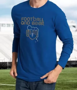 Shirts>Nayked Apparel Men'S Ridiculously Soft Cotton Long Sleeve Graphic Tee | Football And Beer