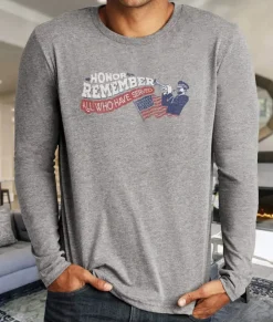 T-Shirts>Nayked Apparel Men'S Ridiculously Soft Lightweight Long Sleeve Graphic Crew Shirt | Honor And Remember