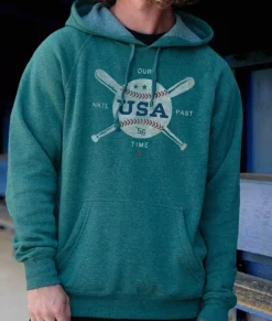 Hoodies & Sweatshirts>Nayked Apparel Men'S Ridiculously Soft Midweight Raglan Hooded Sweatshirt | Vintage Baseball Graphic