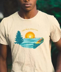 Shirts>Nayked Apparel Men'S Ridiculously Soft Midweight Graphic Tee | Lake More Worry Less