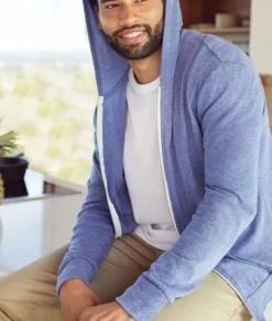 Hoodies & Sweatshirts>Nayked Apparel Men'S Ridiculously Soft Vintage Recycled Full-Zip Hooded T-Shirt