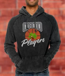 Shirts>Nayked Apparel Men'S Vintage Raglan Graphic Hoodie | Ohio Players (Buckeye Leaf) Vintage Black