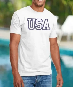 T-Shirts>Nayked Apparel Ridiculously Soft Men'S Usa Text Shirt