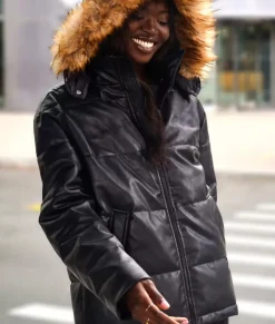 Shirts>Nayked Apparel Vegan Leather Recycled Puffer Jacket Black Vegan Leather