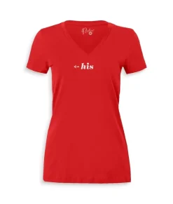 Tops>Nayked Apparel Women'S Ridiculously Soft Deep V Graphic Tee | His Red