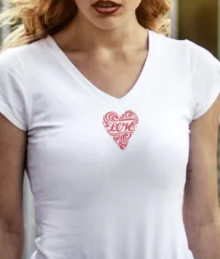 T-Shirts>Nayked Apparel Women'S Ridiculously Soft Deep V Graphic Tee | Love Script White