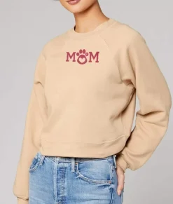 Tops>Nayked Apparel Women'S Ridiculously Soft Mid-Length Raglan Graphic Pullover | Mom Paw Print