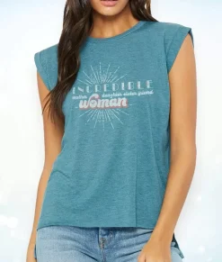 Tops>Nayked Apparel Women'S Ridiculously Soft Flowy Rolled Cuffs Graphic Muscle Tee | Incredible Woman