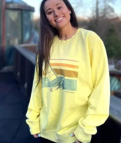 Hoodies & Sweatshirts>Nayked Apparel Women'S Ridiculously Soft Oversized Pigment-Dyed Graphic Sweatshirt | Sailboat Pigment Yellow