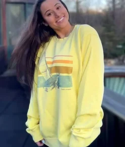 Hoodies & Sweatshirts>Nayked Apparel Women'S Ridiculously Soft Oversized Pigment-Dyed Graphic Sweatshirt | Sailboat Pigment Yellow
