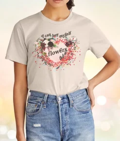 T-Shirts>Nayked Apparel Women'S Ridiculously Soft Oversized Sueded Graphic T-Shirt | I Can Buy Myself Flowers