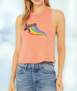 Tank Tops>Nayked Apparel Women'S Ridiculously Soft Cropped Graphic Racerback Tank | Love