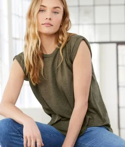 Tops>Nayked Apparel Women'S Ridiculously Soft Flowy Rolled Cuffs Muscle Tee