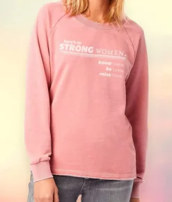 Tops>Nayked Apparel Women'S Soft Burnout French Terry Graphic Pullover | Here'S To Strong Women