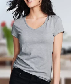 T-Shirts>Nayked Apparel Women'S Soft Lightweight Marled V-Neck T-Shirt