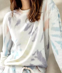 Hoodies & Sweatshirts>Nayked Apparel Women'S Soft Tie Dye Recycled Washed Terry Pullover Sweatshirt Spectrum Spiral Tie Dye